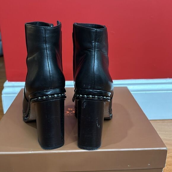 Coach Justina Black Ankle Boots Women's Beaded Chain Accents size 6.5 - Picture 4 of 13